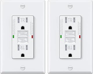 2 Pack 15 Amp GFCI Outlet GFI Electrical Outlet Tamper Resistant(TR) Self-Test GFI Receptacles with LED Indicator Decoration Wall Plates UL Listed White