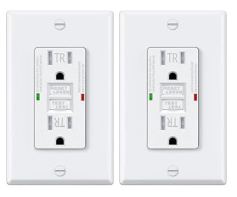 2 Pack 15 Amp GFCI Outlet GFI Electrical Outlet Tamper ResistantTR Self-Test GFI Receptacles with LED Indicator Decoration Wall Plates UL Listed White