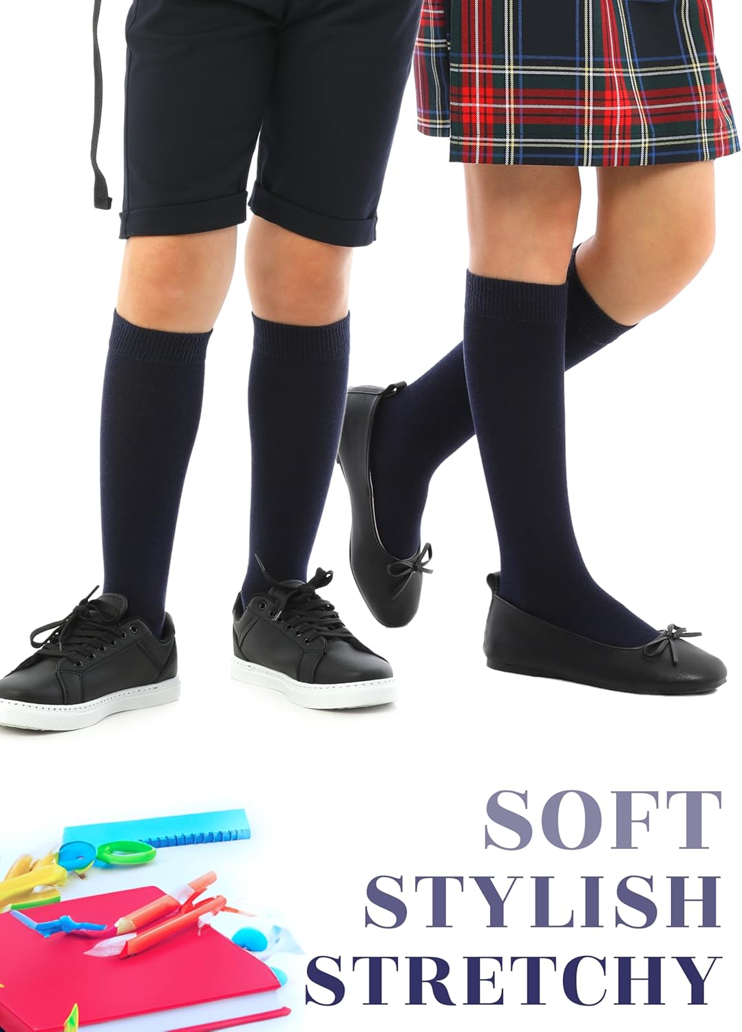 Girls, Boys, Kids, Knee High Long School Uniform Dress Socks, Premium Cotton, Soft, Toddler, 3-14 Years Old - Image 4