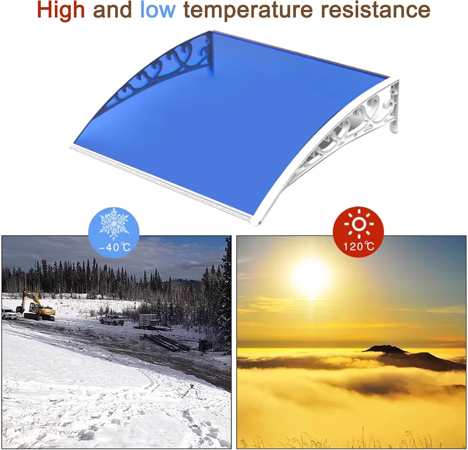 Outdoor Patio Window Awning,Blue Curved Window Door Canopy Awning Shelter,Window Rain Shelter,Porch Awning,Silent Transparent Rainproof Polycarbonate Cover,Aluminium Bracket (80x80cm/31 x31