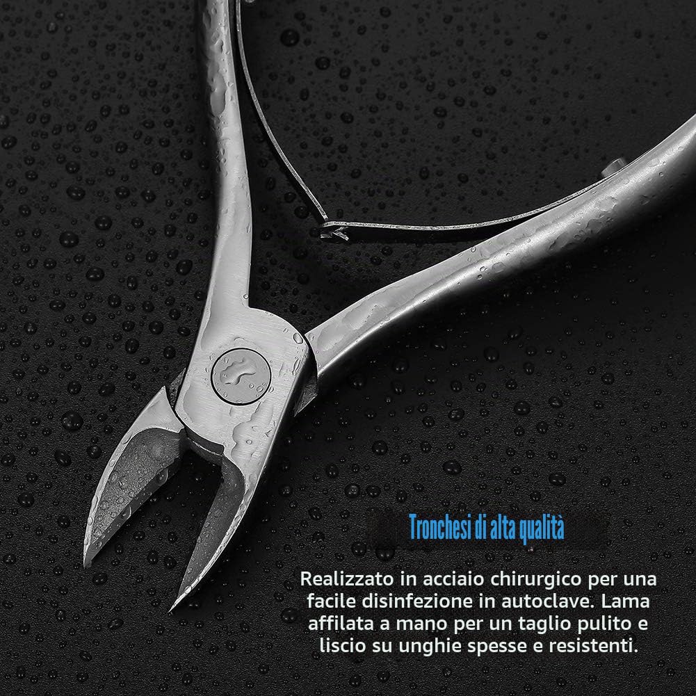 FERYES Tagliaunghie per Unghie Spesse, Funghi o Unghie Incarnite - Heavy Duty 4R13 in Acciaio inox -Tronchesino per Unghia Ingrossate per Uomini,Donne, Anziani, Adulti,FL-N200, Argento