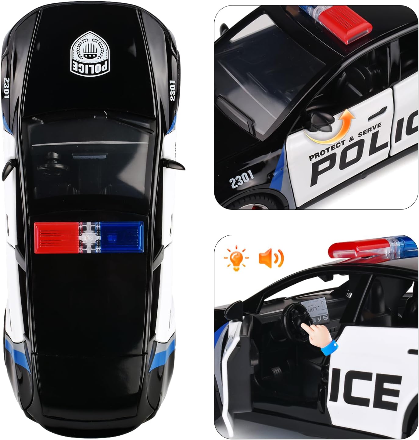 Modern Electric Police SUV Diecast Toy Car, Collectible Model image 3