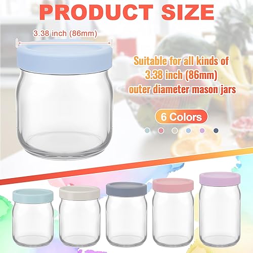 Miniatura 2 de 6 piezas de tapas de silicona de boca ancha para tarros de albañil, tapa gruesa a prueba de fugas para todos los tarros de albañil de boca ancha de