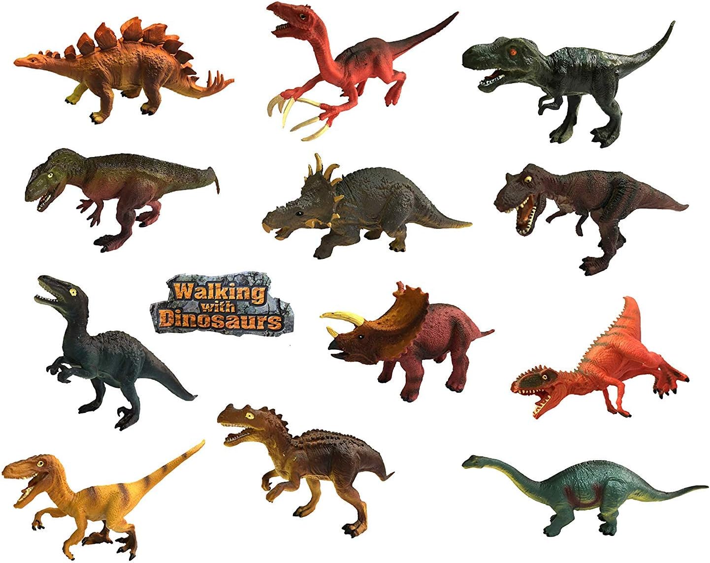 Toy Arena The Dinosaurs Family Contains Almost All Different Breeds in one Pack of 12 PCS Dinosaurs Figure