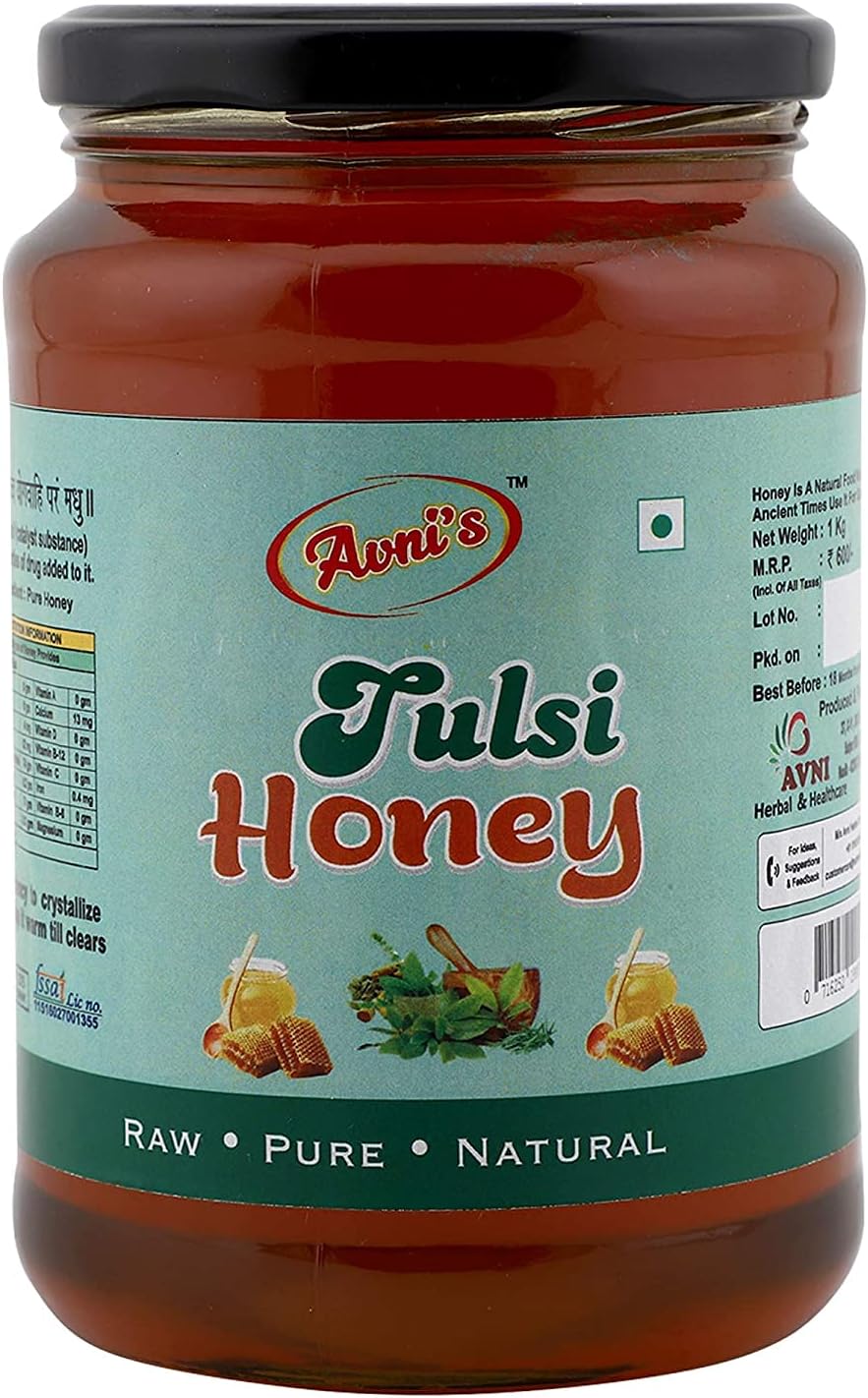 Avni's Tasty Healthy Tulsi & Ajwain Honey Combo | Unprocessed | Unpasteurised | No Preservatives | Pack of 2 (1 Kg, Each)