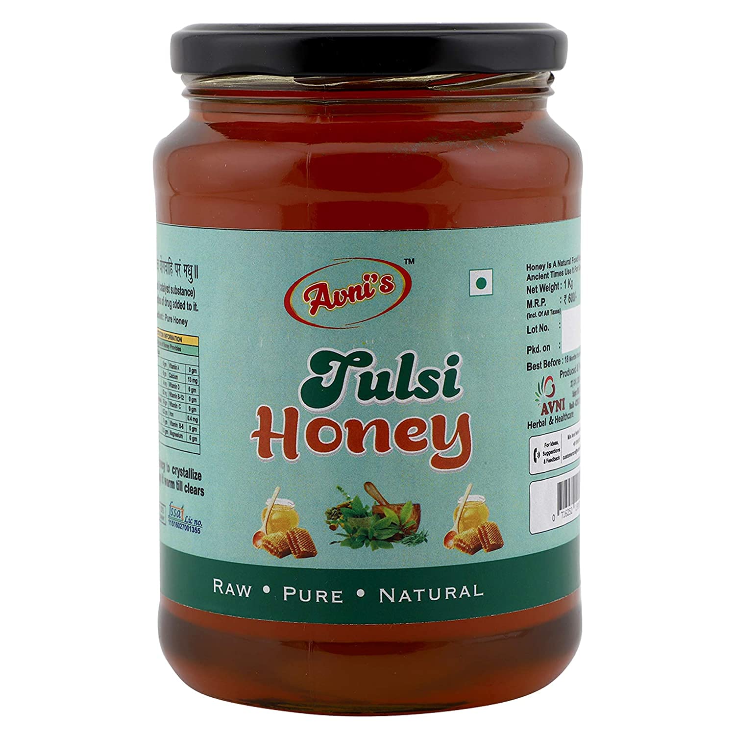 Avni's Tasty Healthy Tulsi Honey Unprocessed Unpasteurised No Preservatives | (1 Kg)