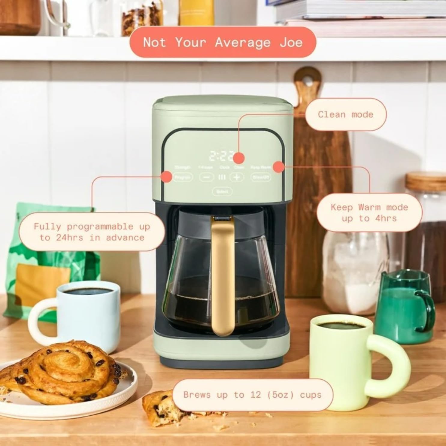 Coffee Maker 12-Cup Programmable Drip Coffee Maker, Adjustable Brew Strength, Keep Warm Function, Easy-to-Use Coffee Machine