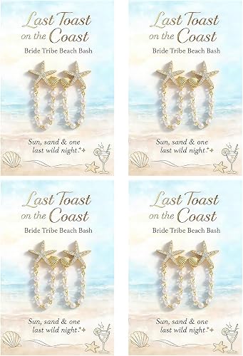 4 Pairs Coastal Bridesmaid Earrings Starfish Pearl Style Earrings