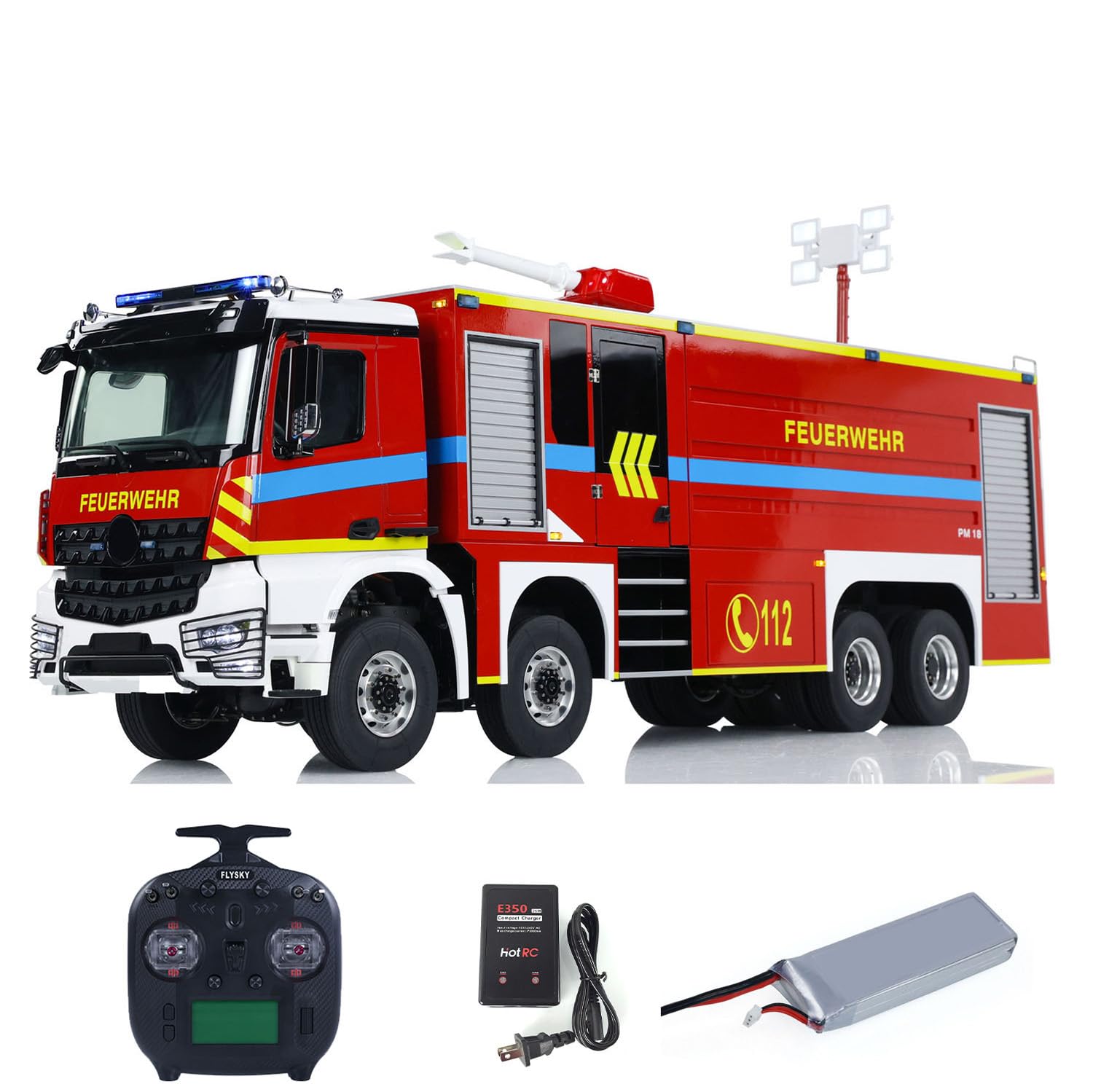 1 14 8X8 RC Fire Fighting Truck RTR Metal Chassis Light Sound System Motor Servo ESC Electric Fire