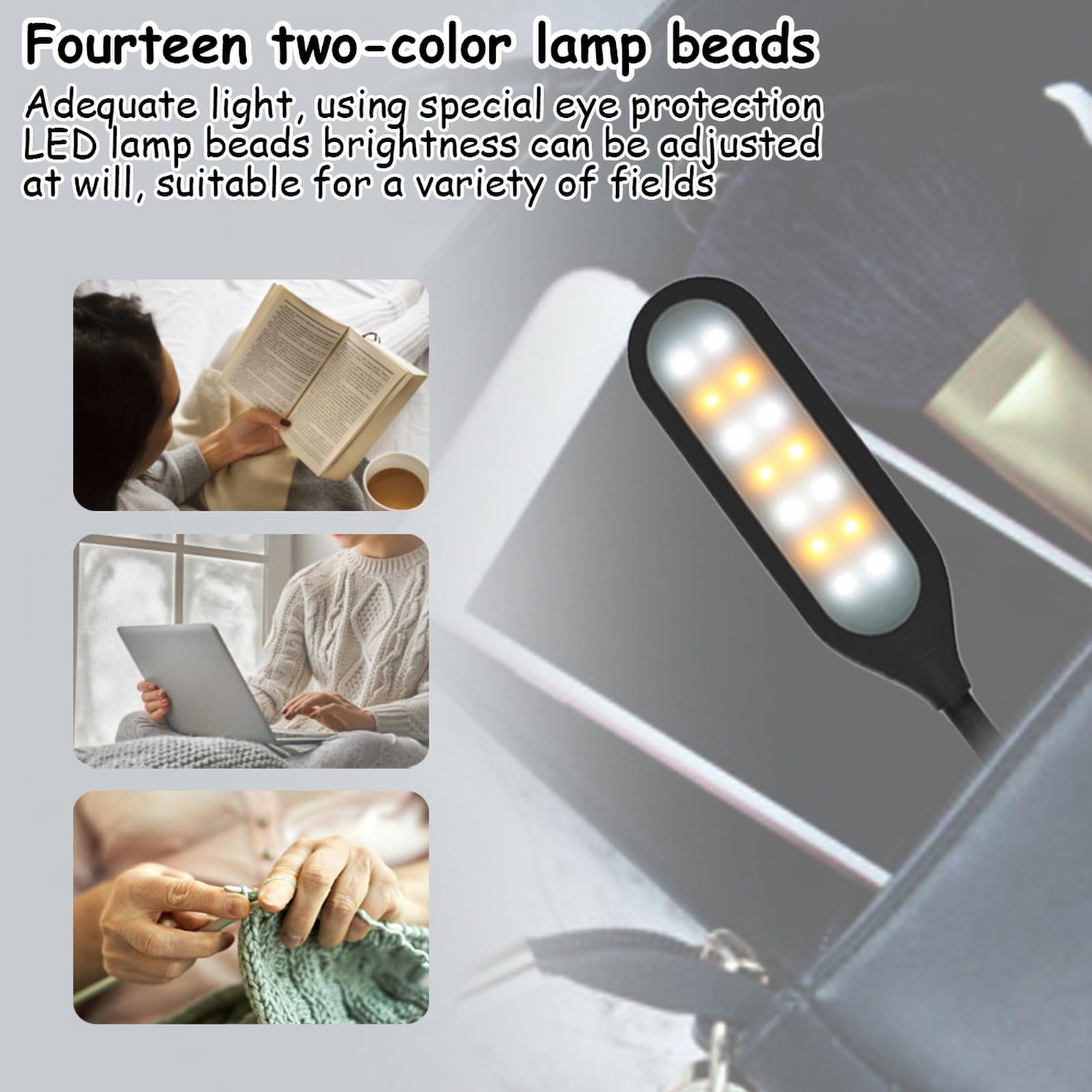 Brrnoo Luz para Atril, Luz LED con Clip para Partituras Musicales con Abrazadera, Lámpara de Cuello de Cisne Ajustable con Temperatura de Color Dual USB para Piano, Partituras, Lectura