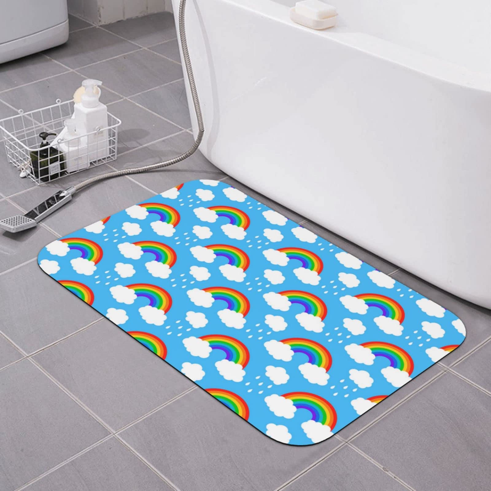 Tapis de bain antidérapant arc-en-ciel 40x60 cm pour douche