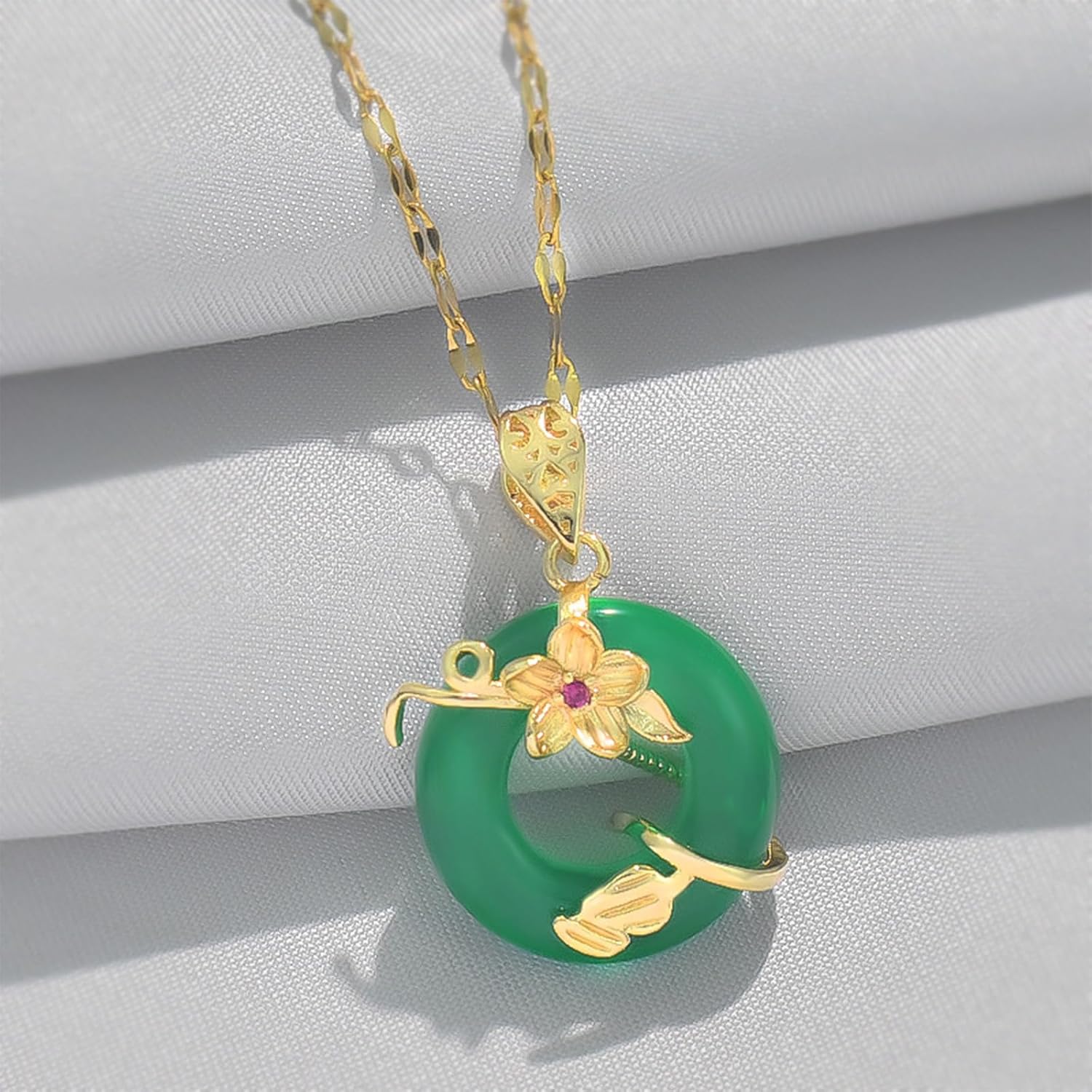 Green Jade Necklace Good Fortune Pendant Stunning Jade Jewelry for women - Image 5