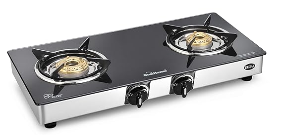 Sunflame GT Regal Stainless Steel 2 Burner Gas Stove, Black