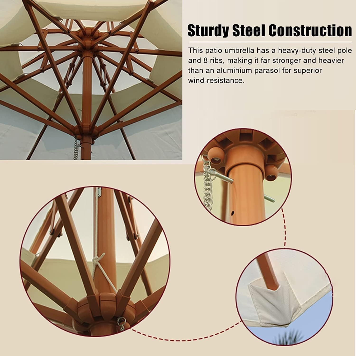 9FT Outdoor Patio Umbrella Modern Waterproof Market Umbrella Garden Parasol Sun Umbrella for Backyard Balcony Porch Pool Deck