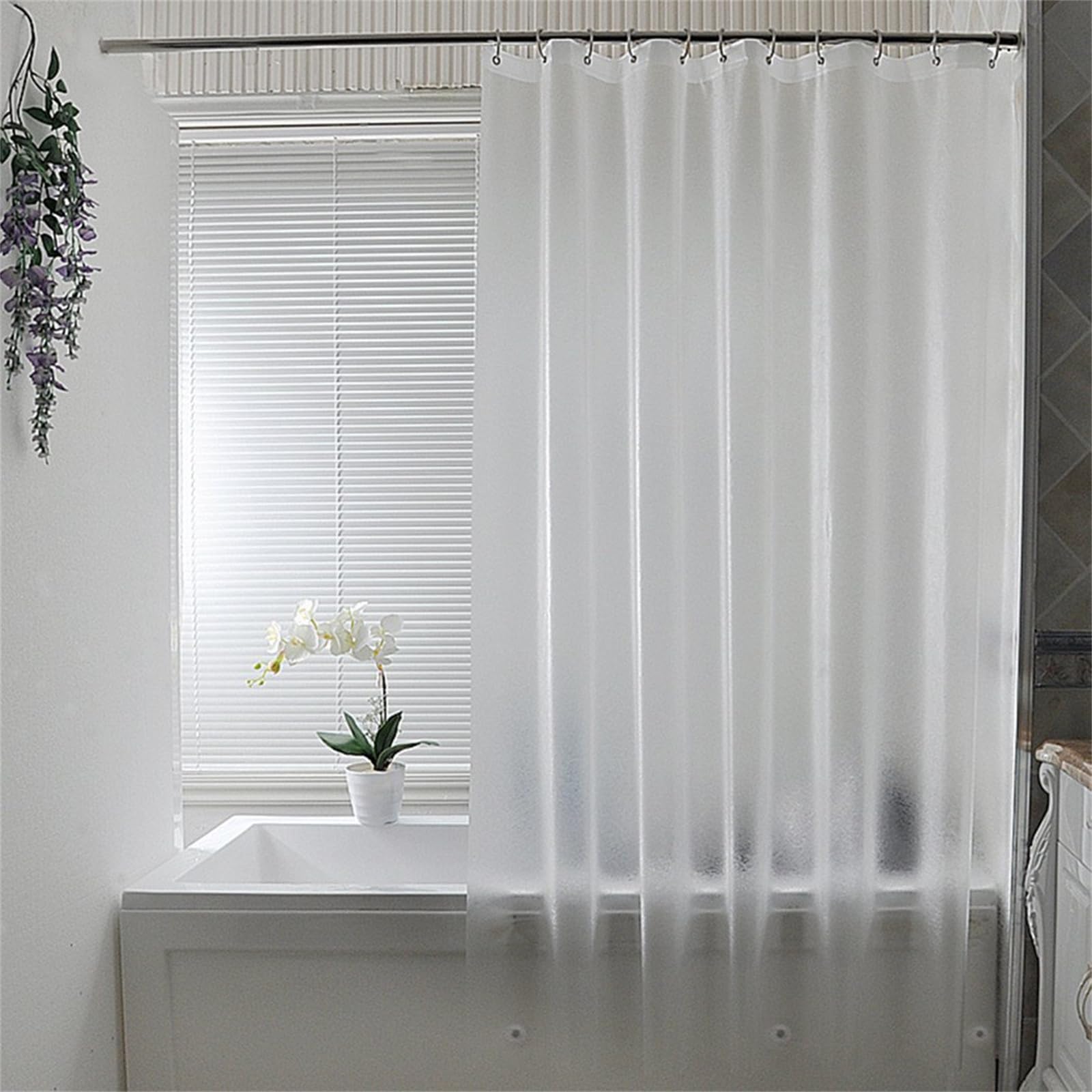 Generisch Rideau de douche long à séchage rapide - Motif effet 3D - En plastique transparent épais - Imperméable - Pour salle de bain - Décoration d'intérieur