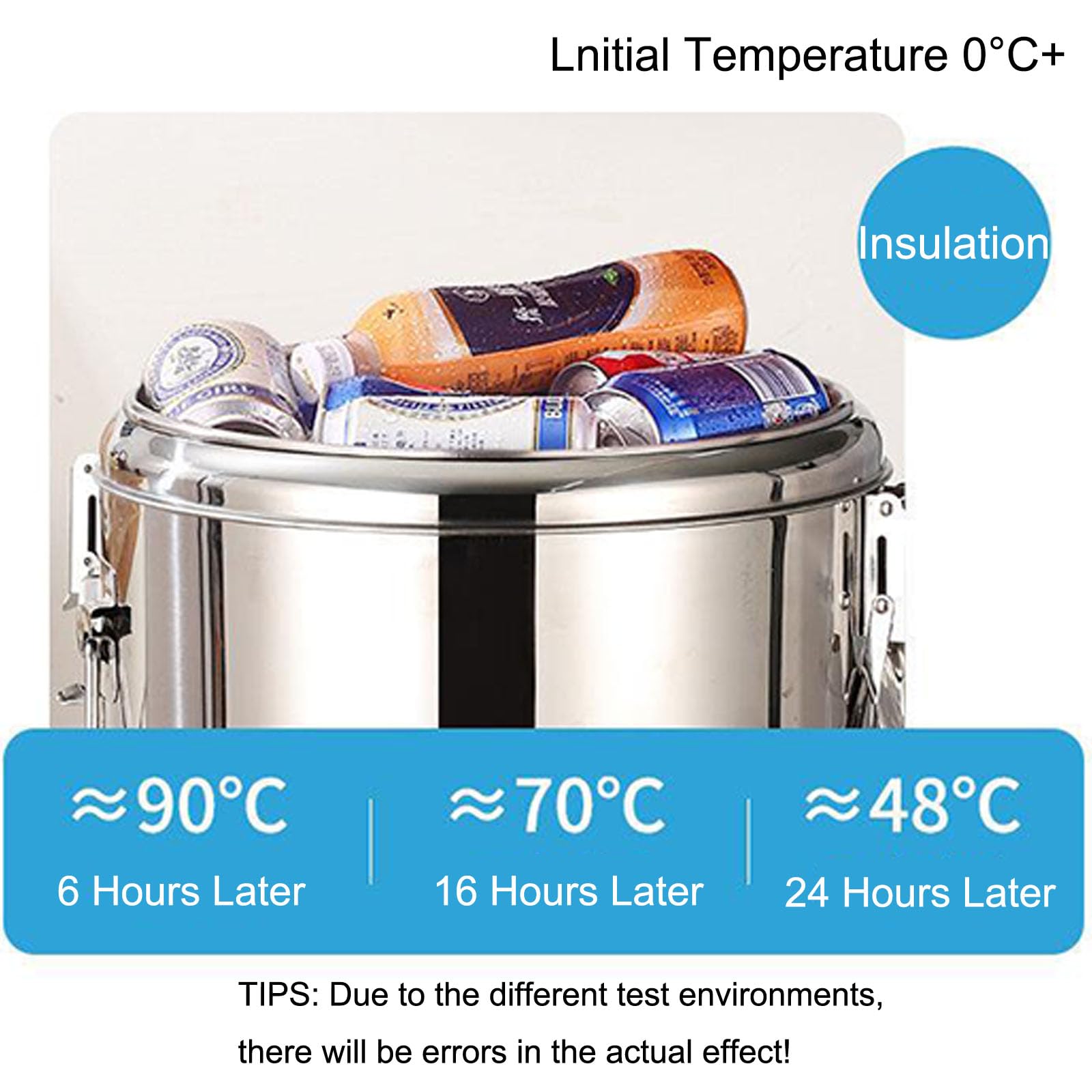Edelstahl Thermotransportbehälter, Thermo Heissgetränkespender, Warmhalte Thermo Behälter, Thermo-Behälter für 24 Stunden Hitzeerhaltung, für Kaffee, Tee oder Glühwein,23.5 * 29CM/10L