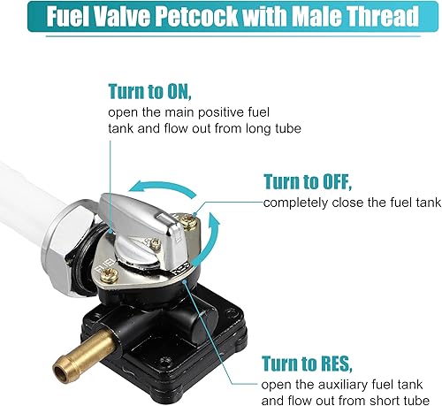 Miniatura 3 de X AUTOHAUX Válvula de combustible de motocicleta Petcock con rosca macho 61338-94D para Harley FXST FLST FXD FLT 1995-2001 para 1340cc para Harley