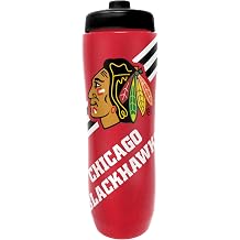 Party Animal NHL Hockey Squeeze Bottle, 32 oz, Chicago Blackhawks | Slim, lightweight BPA-free sports water bottle with quick-flow squeeze; fits backpacks & cup holders for kids or adults