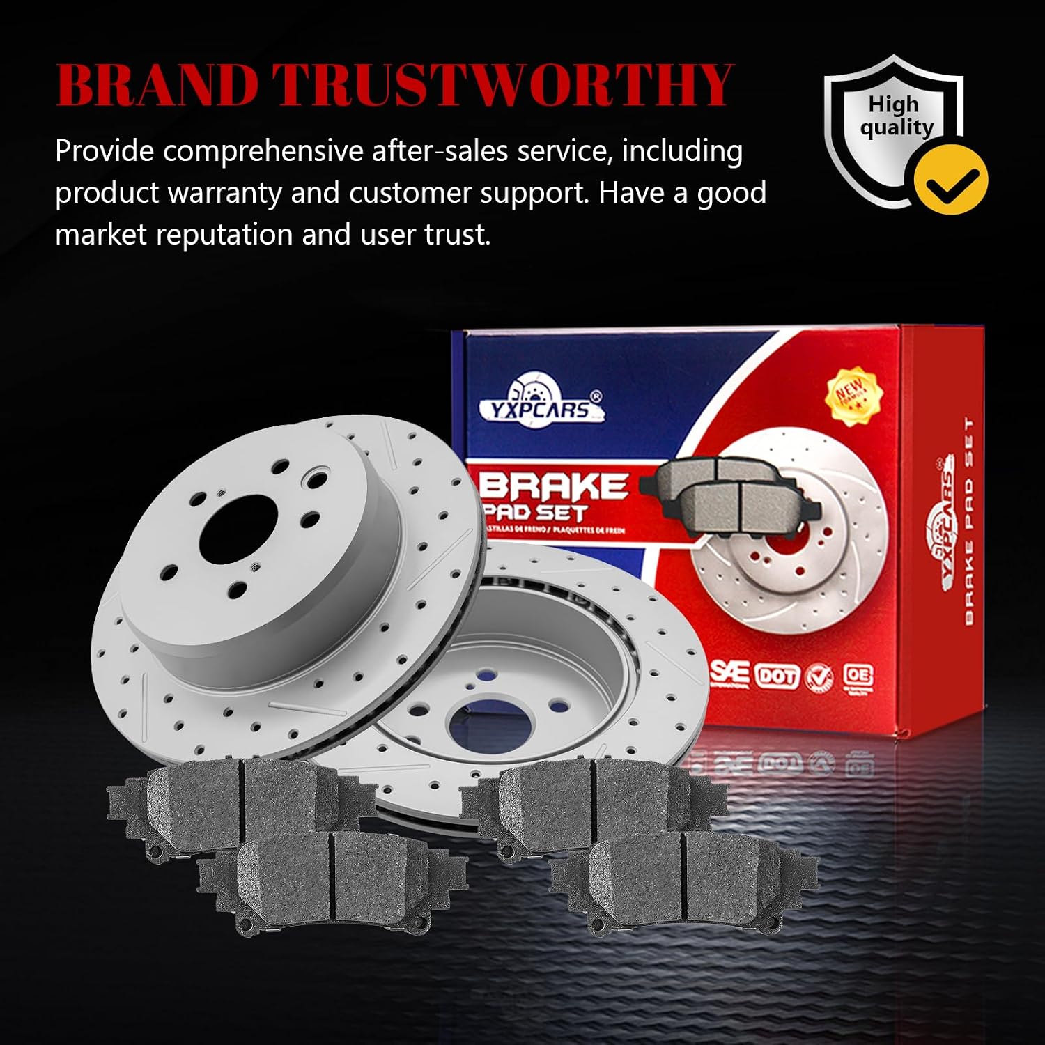 Ceramic Rear Brakes Pad and Rotors Drilled Slotted Vented Replacement Disc Brake Kits for LEXUS IS350 Base F Sport 2014-2015, for GS450H GS350 RC350 GS200T IS200T RC200T IS300 IS350 RC300