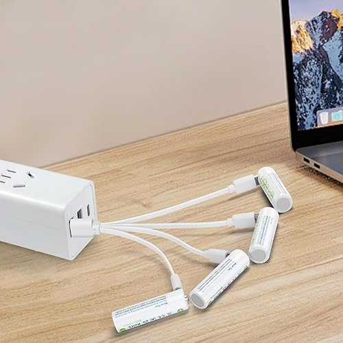 Miniatura 6 de Baterías AA recargables USB de 4000 mWh, paquete de 4 baterías de litio de alta capacidad de 1.5 V tamaño AA con cable de carga, para cámara Blink