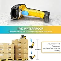 Vista 6 de NETUM Escáner de código de barras Bluetooth industrial QR, actualizado con base de carga, lector de código de barras inalámbrico 2D 1D 2600mAh