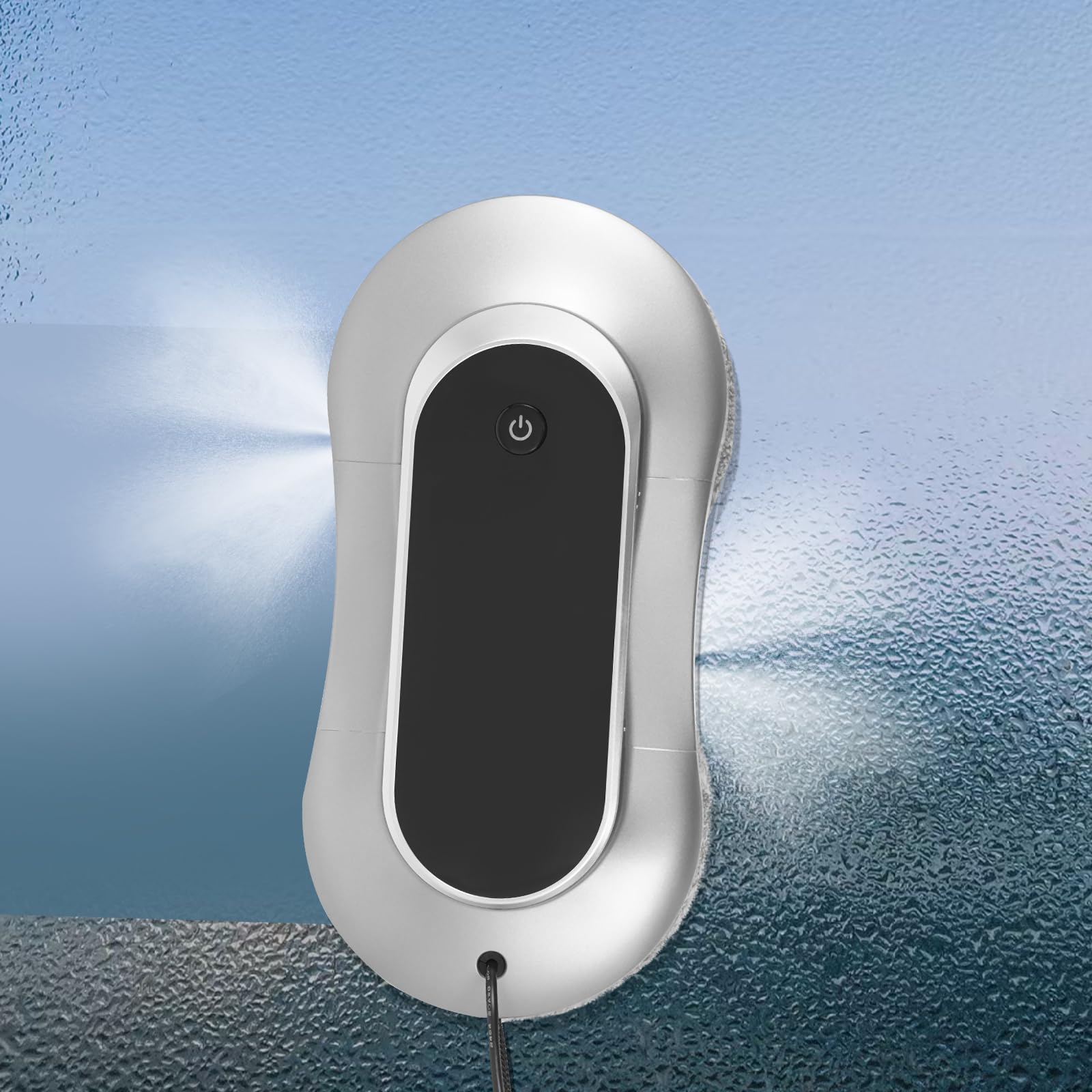 Robot limpiador de ventanas inteligente con potencia de succión de 2800 – 3200 pa y cuerda de seguridad, incluye mando a distancia y 10 almohadillas de limpieza, navegación automática para