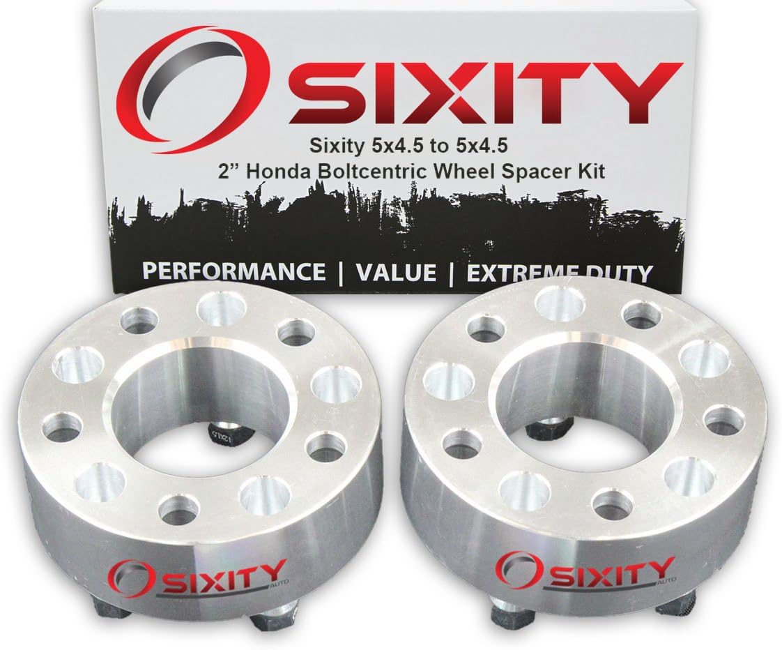 Sixity Auto 2 pc 2" 5x4.5 Wheel Spacers compatible with Honda Accord Civic CRV M12x1.5mm 1.25in Studs Lugs