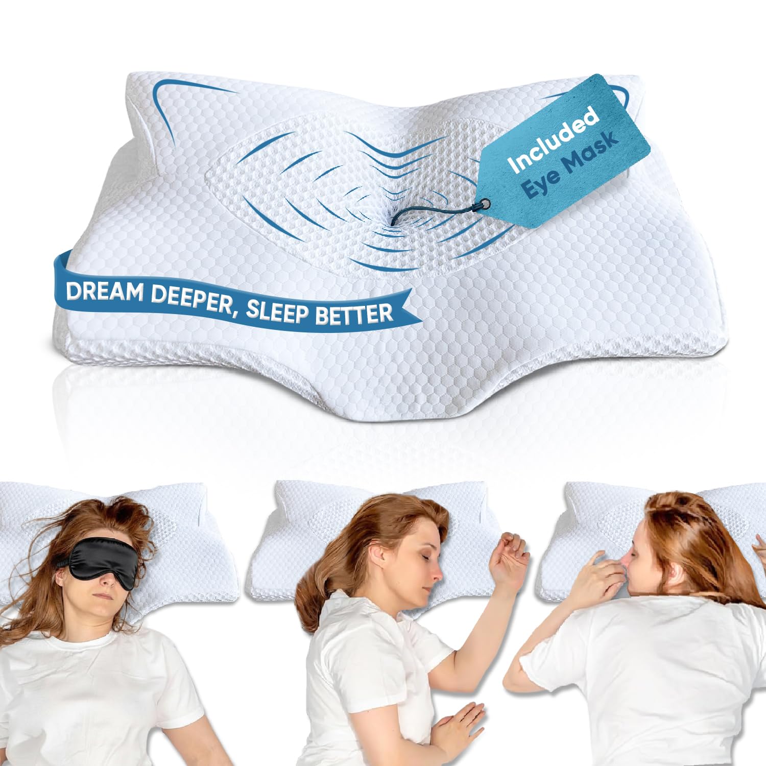 Bedbric White Memory Foam Ergonomic Pillow – Orthopedic Pillow For Side, Back & Stomach Sleepers – Cooling Gel Infused With Hypoallergenic & Machine Washable – Pillows For Neck And Shoulder Pain – 63×40