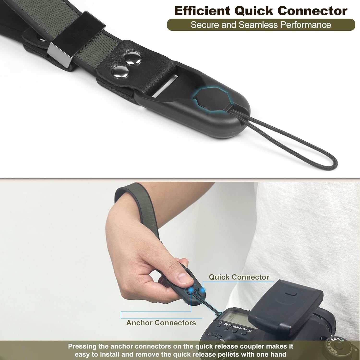 FIEIL Quick Release Camera Strap, Adjustable Universal Camera Wrist Strap for DSLR Mirrorless Compact Point-and-Shoot Cameras, Comfortable Secure Fit for Photographers (Charcoal Gray)