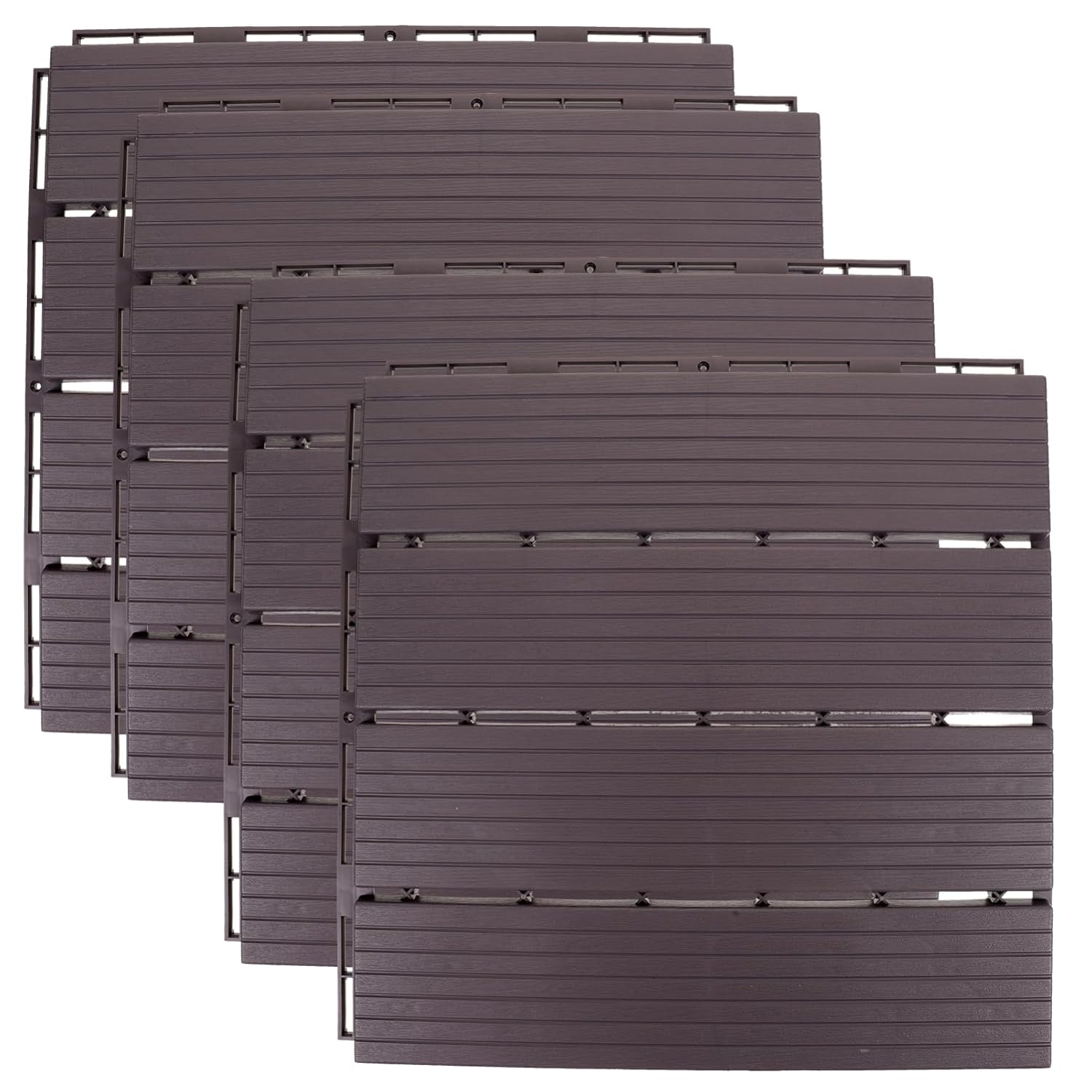 4pcs Interlocking Deck Tiles Imitation Wood Balcony Flooring for Outdoor Use Easy DIY Installation Durable and Wear Resistant Plastic Tiles for Garden Patio and Terrace Decor