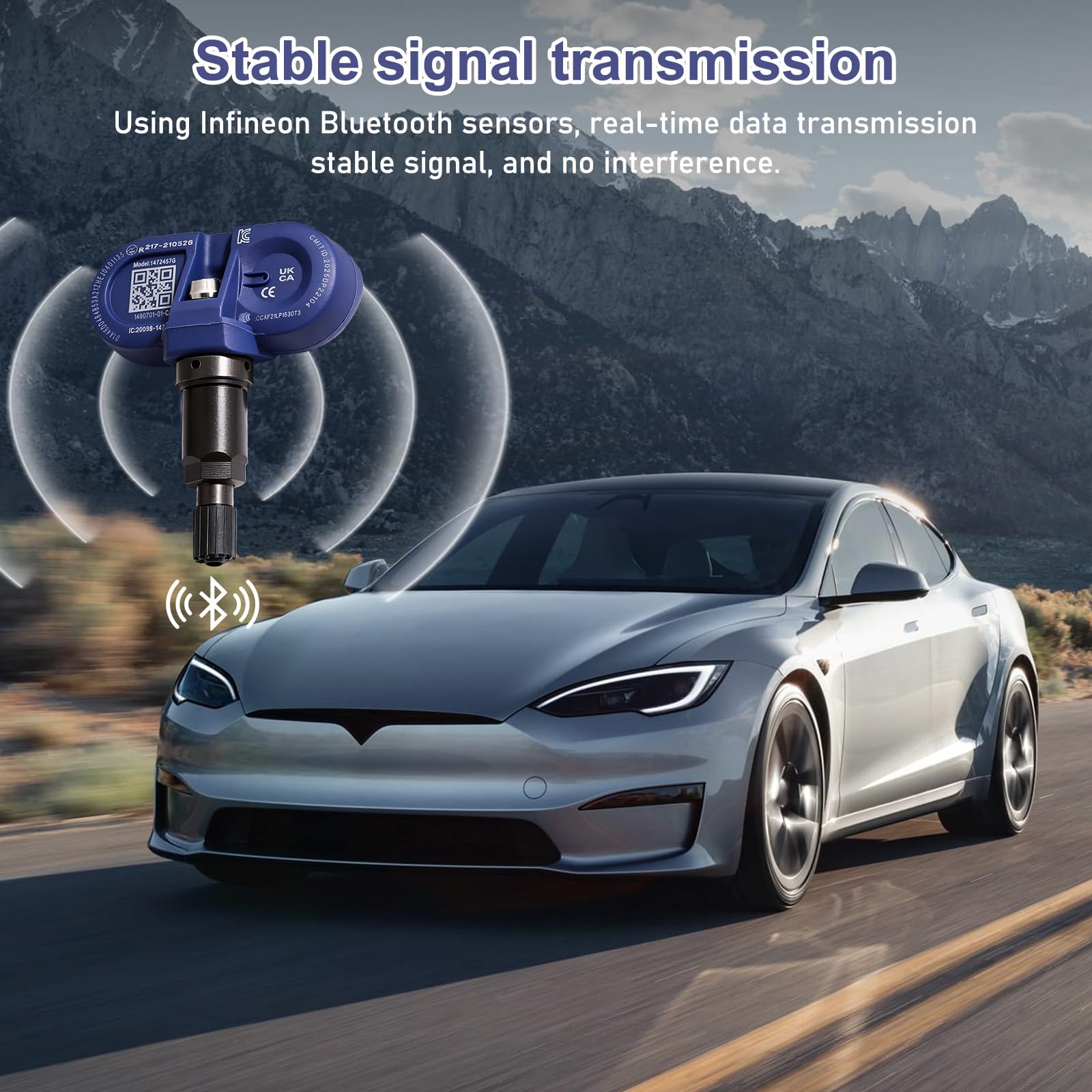 Sensor de presión de neumáticos Bluetooth TPMS para Tesla, TPMS sistema de control de presión de neumáticos compatible con el modelo 3 X Y, sensor de repuesto, fácil instalación (1 unidad)