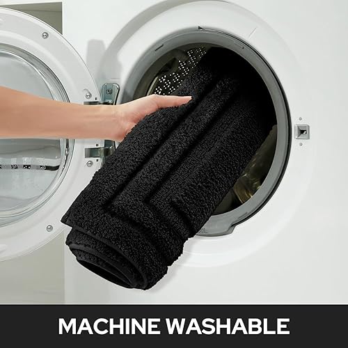 Miniatura 7 de HOMEIDEAS Juego de 2 alfombras de baño, juego de alfombras de baño negras para baño, alfombras de baño absorbentes antideslizantes para piso,