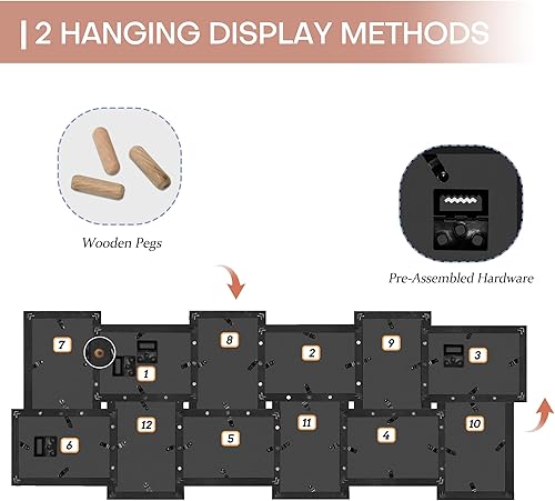 Miniatura 6 de Jerry & Maggie - Marco de fotos de PVC de 32 x 12 pulgadas, collage de galería de selfies, para colgar en la pared para fotos de 6 x 4 - 12 tomas de