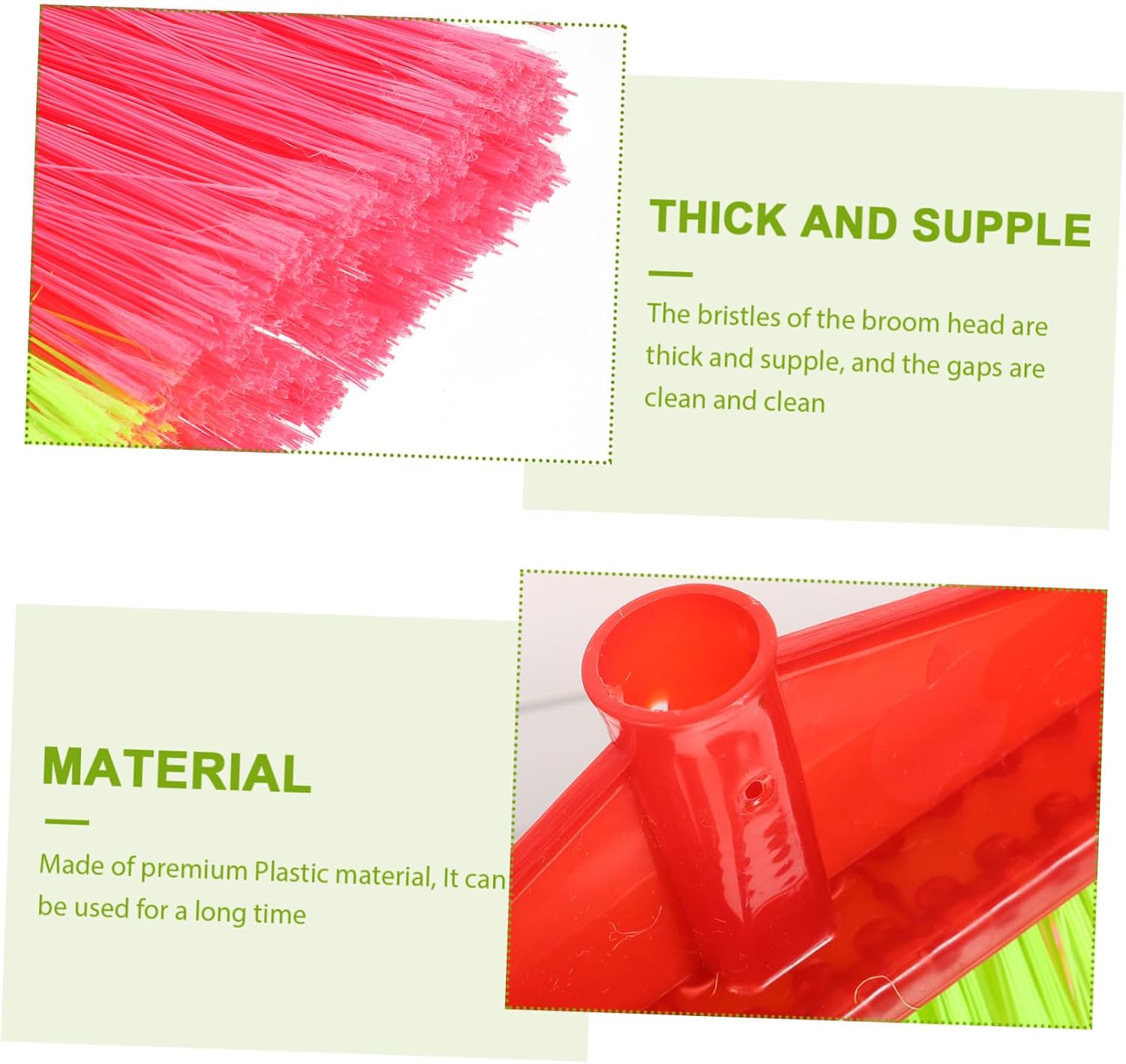 KOMBIUDA 2pcs Plastic Broom Replacement Head Convenient Household Cleaning Tool Dense Bristles for Efficient Sweeping Narrow Corners Easy to Install and Replace