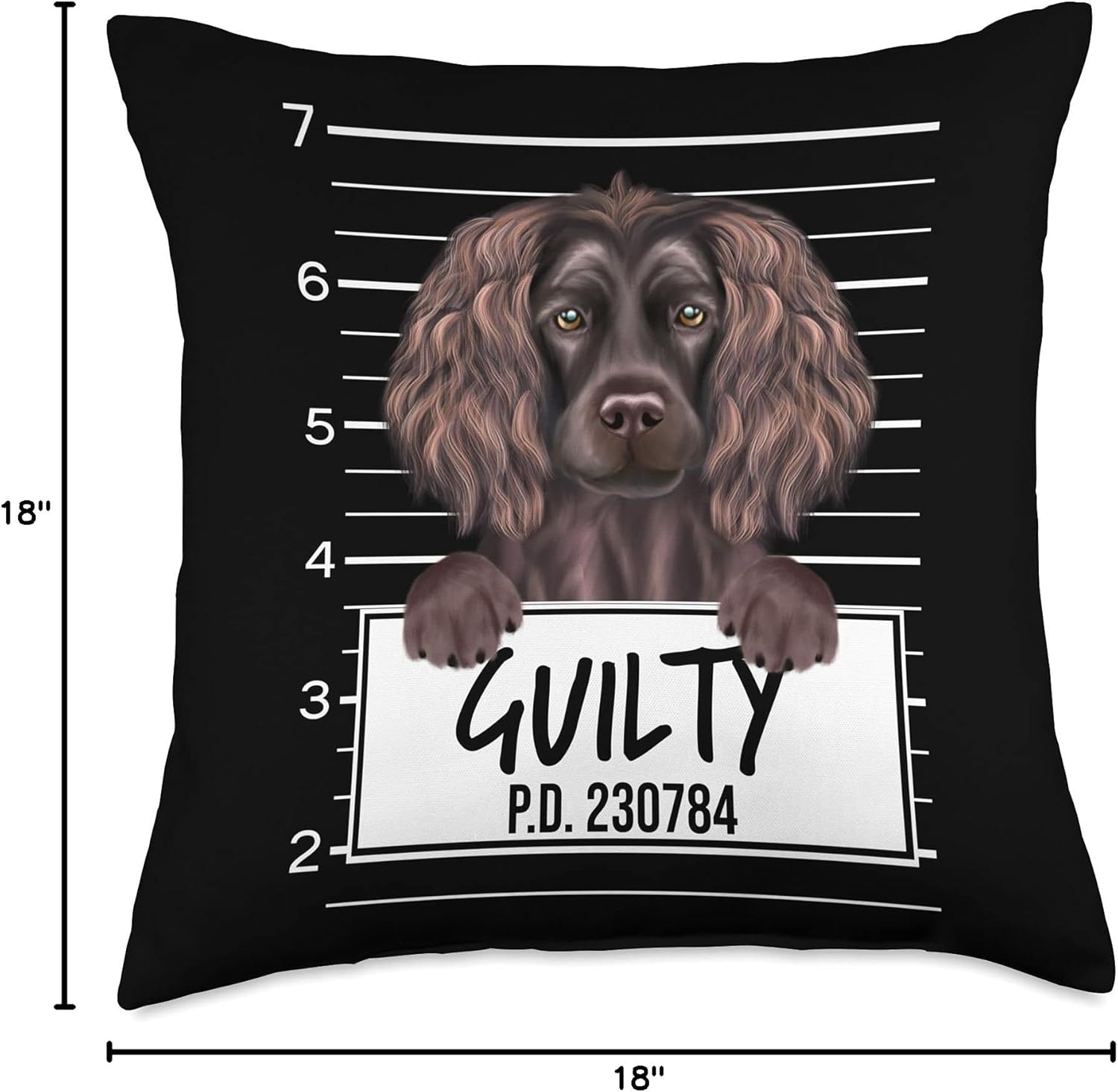 Funny Boykin Spaniel Mugshot Guilty Dog Throw Pillow