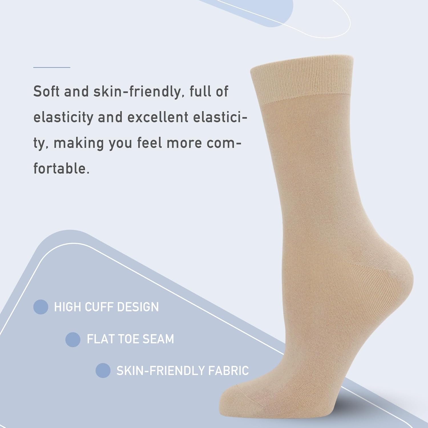 Women's Soft Thin Viscose Bamboo Crew Socks, Fit Stretchy Casual, Business, Dress Calf Sock 5 Pairs - Image 4