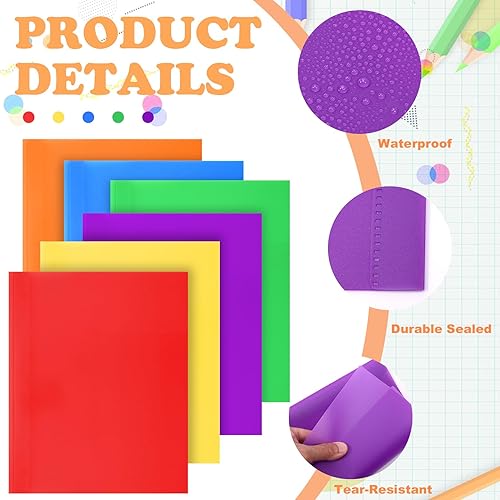 Miniatura 3 de Paquete de 30 carpetas de plástico con bolsillos y puntas, carpetas de dos bolsillos con puntas, carpetas resistentes con bolsillos y ranura para