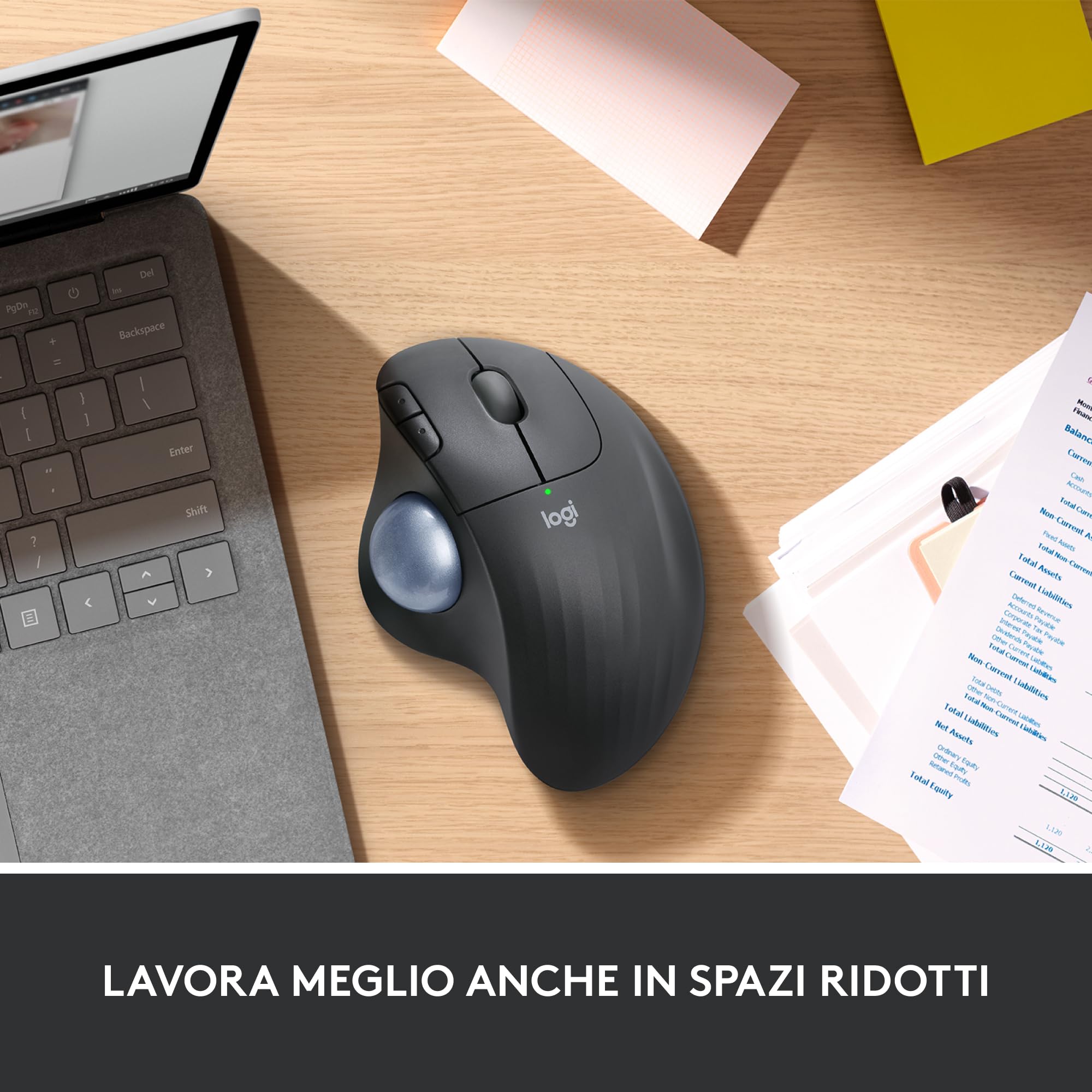 Logitech ERGO M575 Mouse Trackball Wireless | Controllo pollice, tracciamento fluido, design ergonomico, Windows/PC/Mac, Bluetooth/USB, Offwhite
