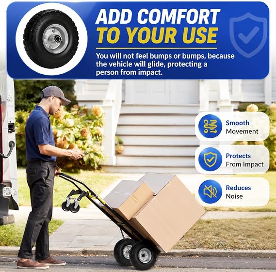 4.10/3.50-4 Solid Rubber Tire Wheels, 10 Inch Tire and Wheel Flat Free,Replacement Wheel for Garden Carts/Dolly/Trolley/Dump Cart/Hand Truck/Wheelbarrow/Garden Wagon (20mm axle（2 PCS）)