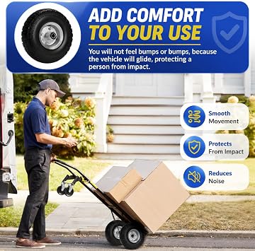 4.10/3.50-4 Solid Rubber Tire Wheels, 10 Inch Tire and Wheel Flat Free,Replacement Wheel for Garden Carts/Dolly/Trolley/Dump Cart/Hand Truck/Wheelbarrow/Garden Wagon (20mm axle(2 PCS))