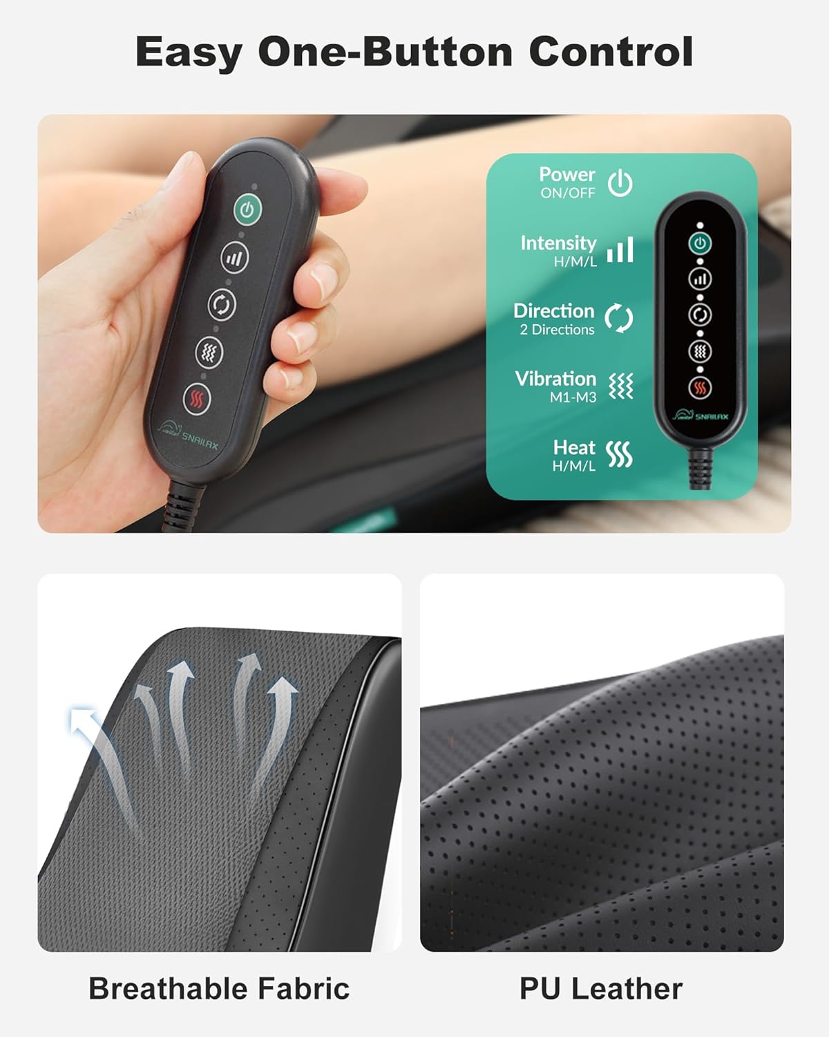 Snailax Cordless Shiatsu Neck Massager with Heat & Vibration, Back Neck Shoulder Massager for Pain Relief Deep Tissue, 4D Kneading Back Massage Pillow, Rechargeable Portable Massage