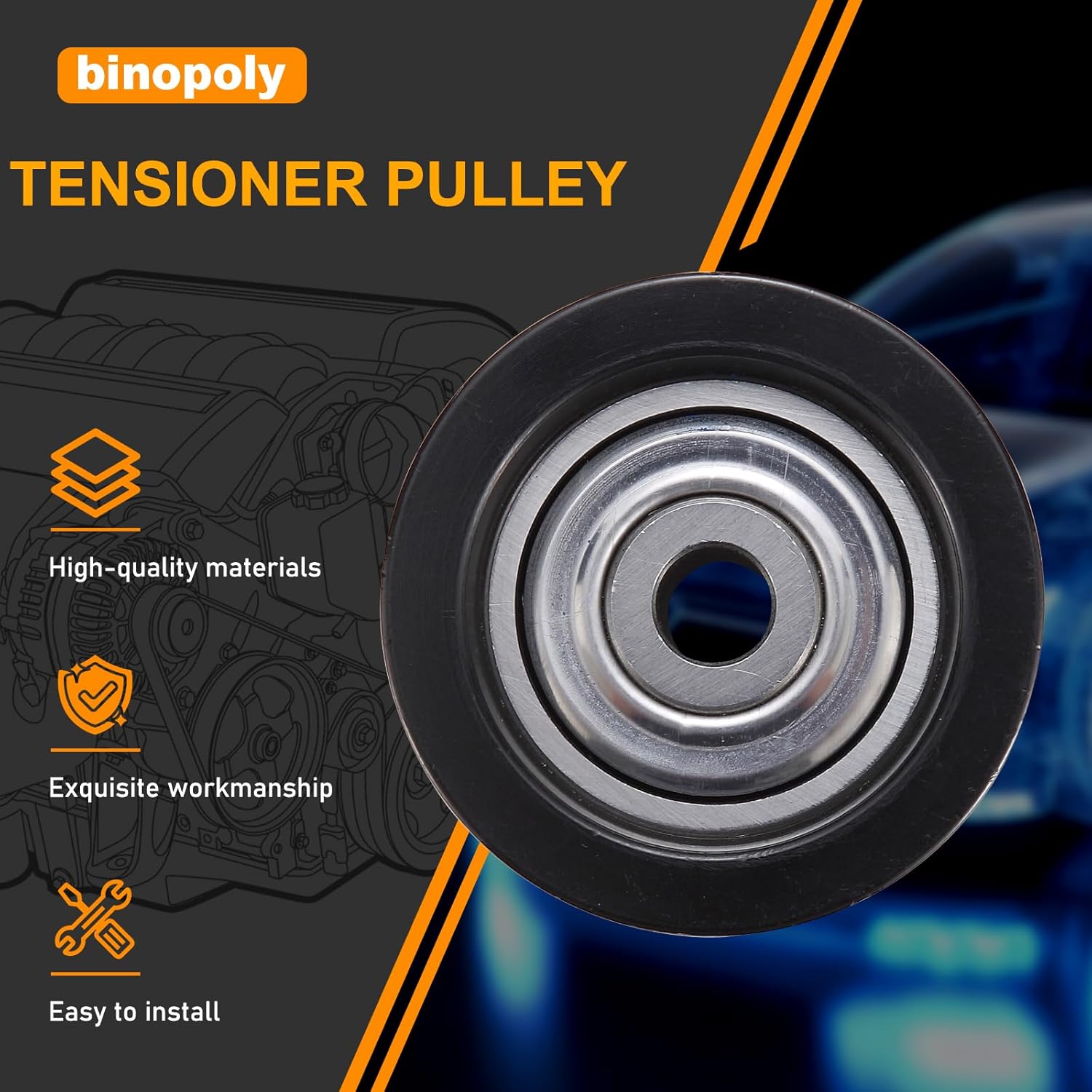 binopoly 36370 Belt Tensioner/Idler Pulley for Lexus GX460 2010-2018/LX570 08-19 Toyota Land Cruiser 08-18/Sequoia 08-18/Tundra 07-18 OE# 89502 1660338010 1660338011