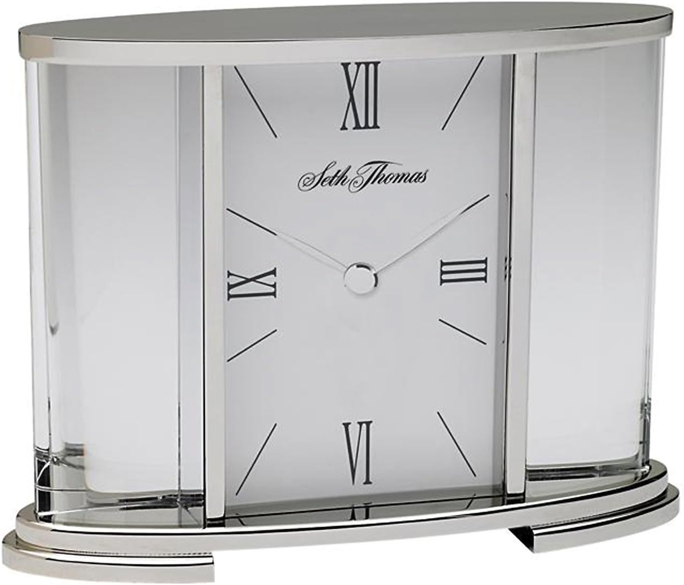 Seth Thomas TSI006060 Silver Glass Carriage Table Clock