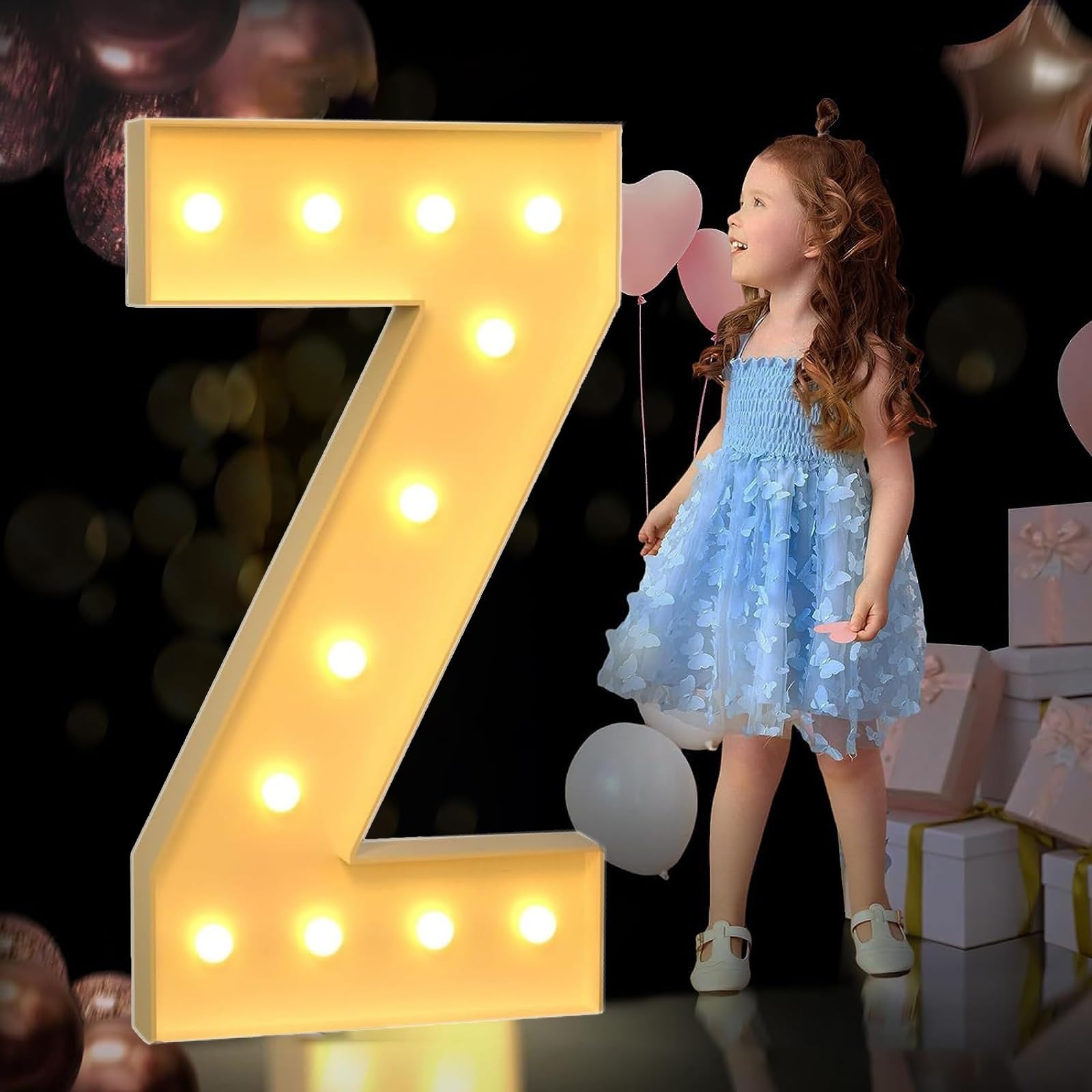 LED Marquee Letter Lights 3ft/4ft Large Marquee Light up Letters Pre-Cut Thick Foam Board Mosaic Numbers Kit with Light Bulbs for Wedding Party Home Bar Decor ( Color : Letter Z , Size : 100cm/3FT )