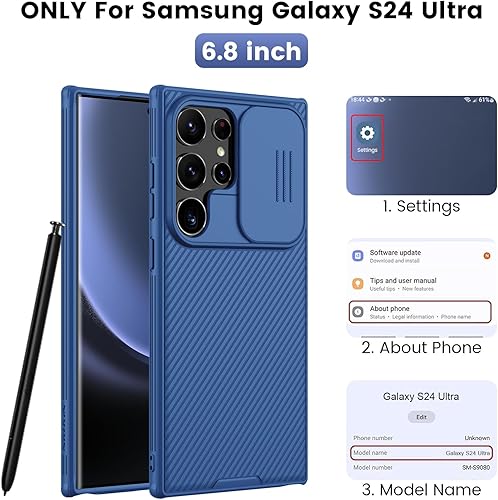 Miniatura 7 de Nillkin Funda para Galaxy S24 Ultra, CamShield Pro para Samsung Galaxy S24 Ultra con cubierta para cámara deslizante, S24 Ultra 5G Slim 2024 6.8