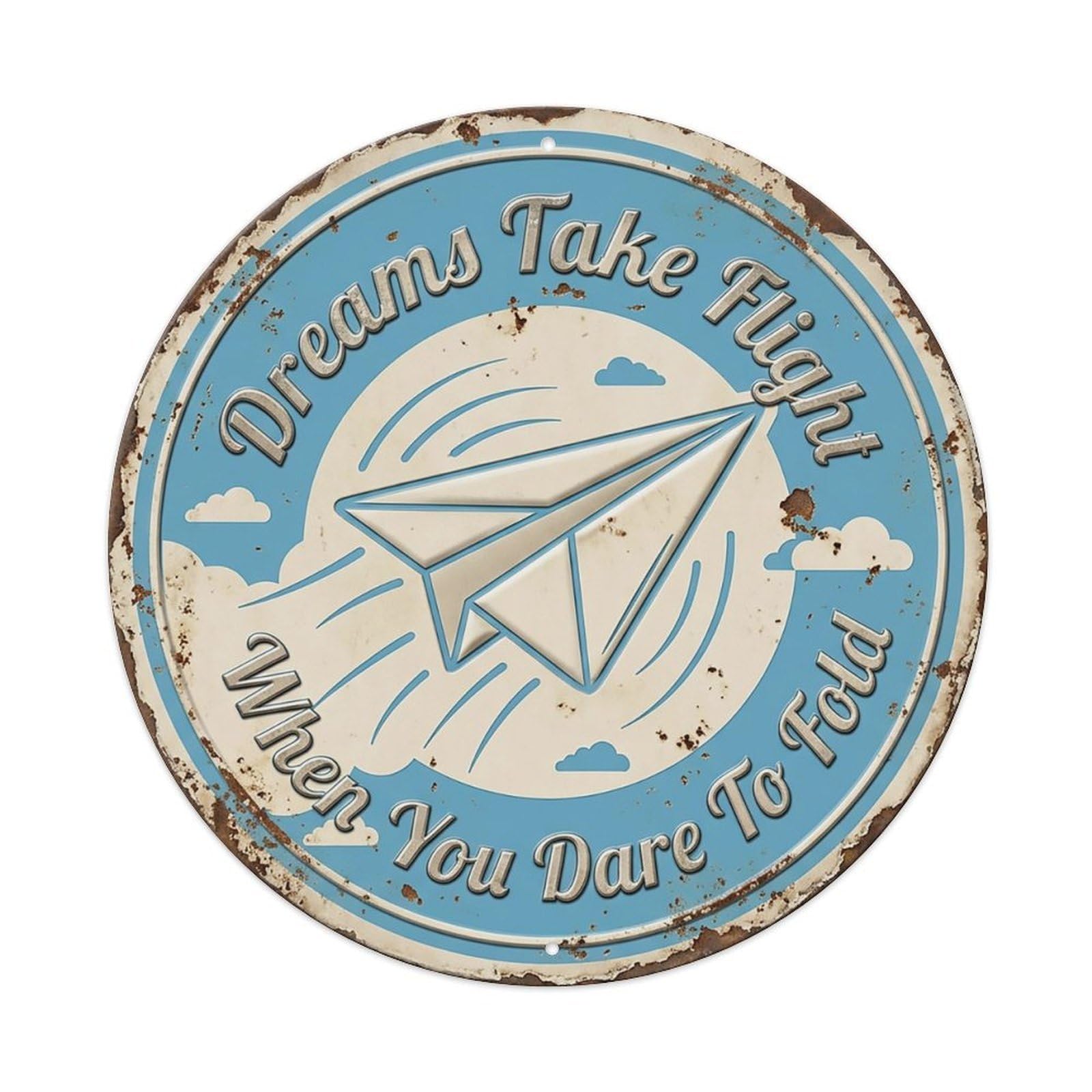 Paper Airplane Dreams Study Metal Tin Sign