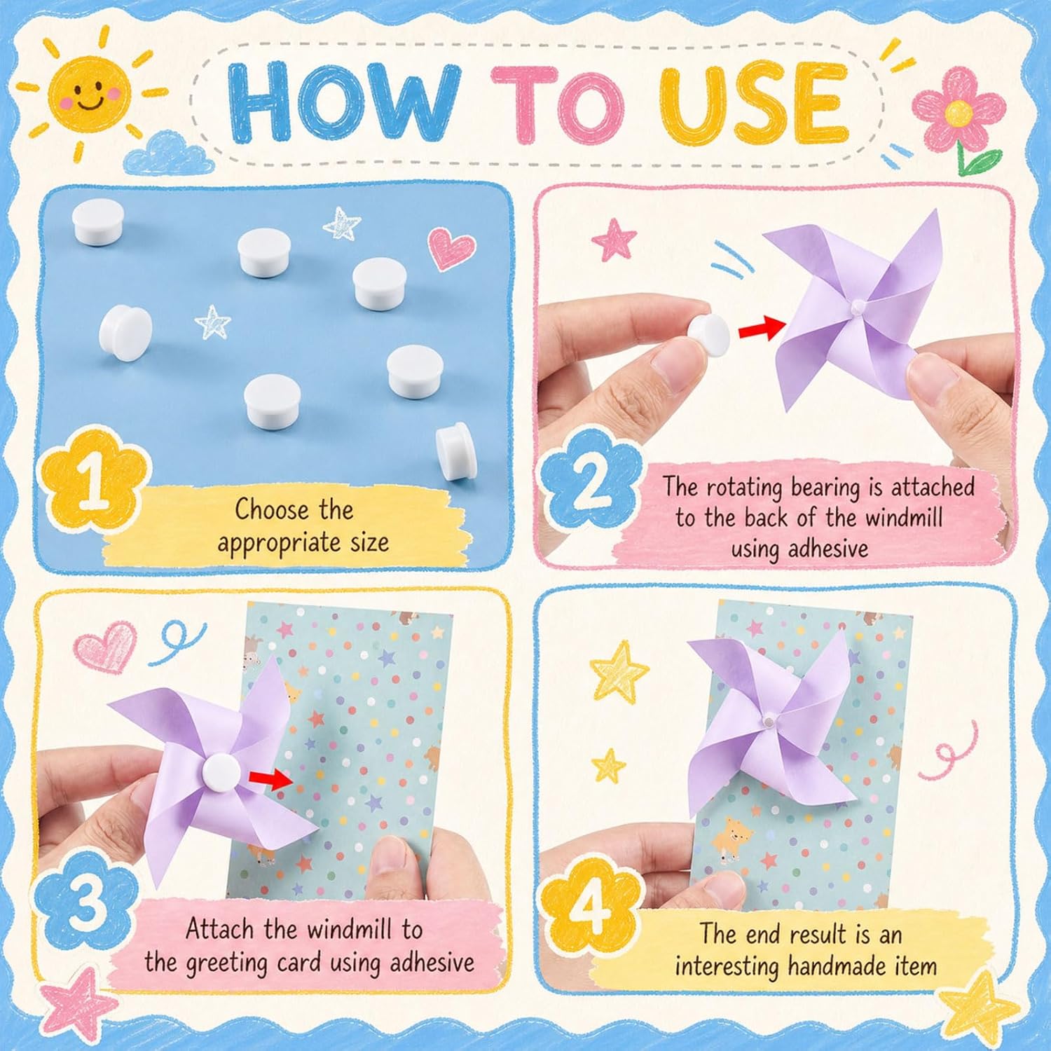 Leelosp 60 Pcs Mini Rotating Bearings, Plastic Nano Spinner for Card Making