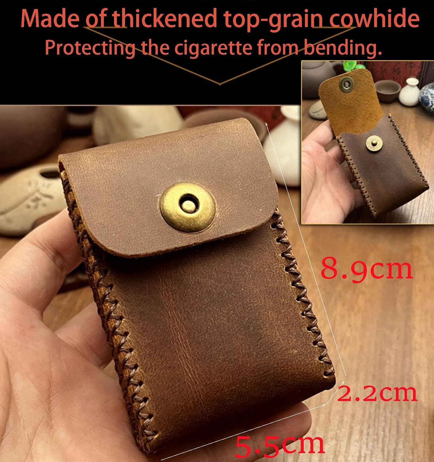 Leather Cigarette Case Holder with Belt Loop, Portable Travel Pouch Box for Men and Women, Multi-Purpose Outdoor Storage for Hiking, Biking & Daily Use(1)