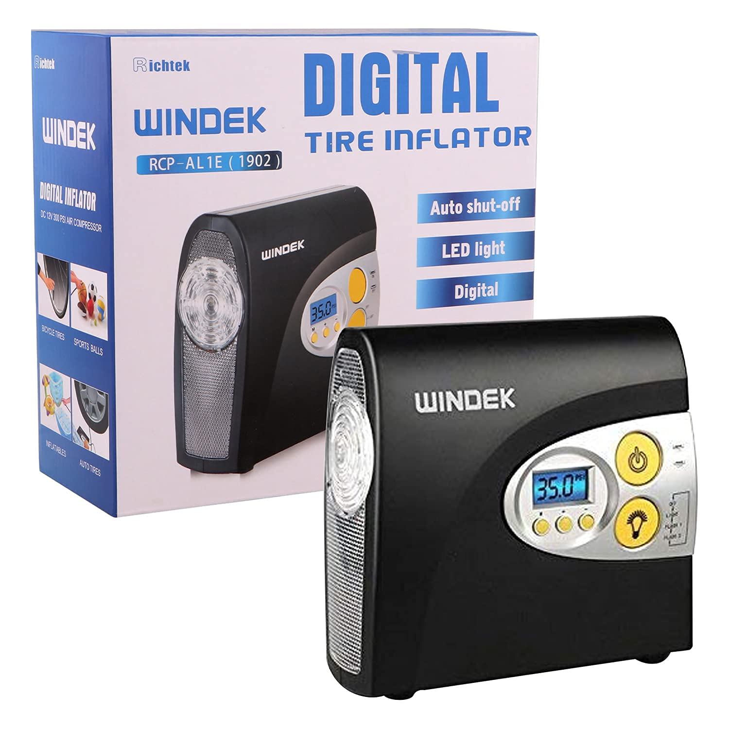 Windek 1902 Digital Tyre Inflator Portable & Easy to Operate Tire Air
