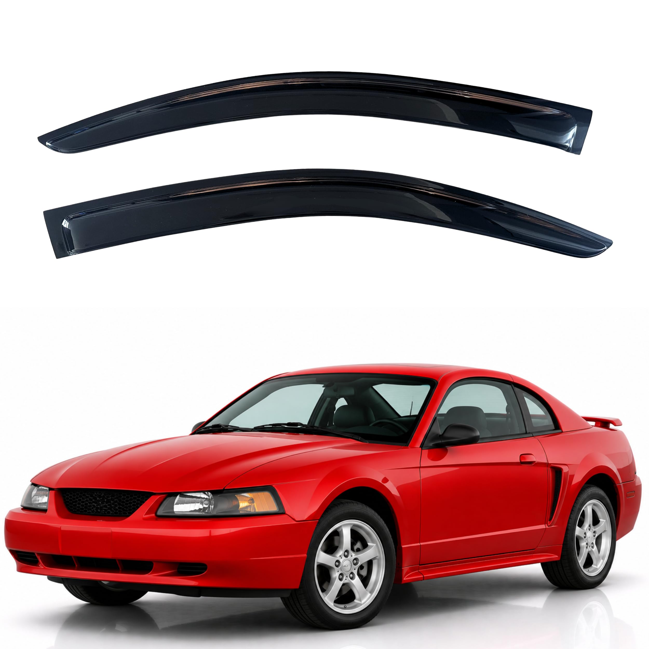 KPY Rain Guards Fit for 1994-2004 Ford Mustang, Out-Channel Window Visors Vent Wind Deflectors 2PC, Car Accessories for 94-04 Mustang